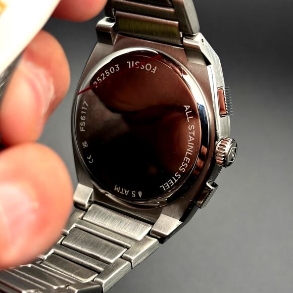 Fossil Mens FS6117 Everett Chronograph 44mm Stainless Steel Turquoise Dial NIBWT - Picture 9 of 17